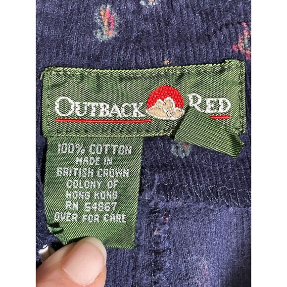 Vintage Corduroy Pants Navy Red Print High Waist Button Leg 80s 90s Boho 29x28 - Picture 8 of 16